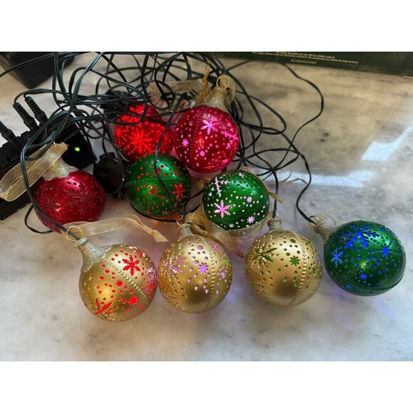 2005 Hallmark Illuminations Snowflake Snowballs Set Of 2 Christmas Ornaments - Picture 8 of 8